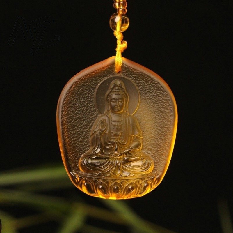 Women'S Fashion Jewellery - Chinese Yellow crystal Water Droplet Guanyin