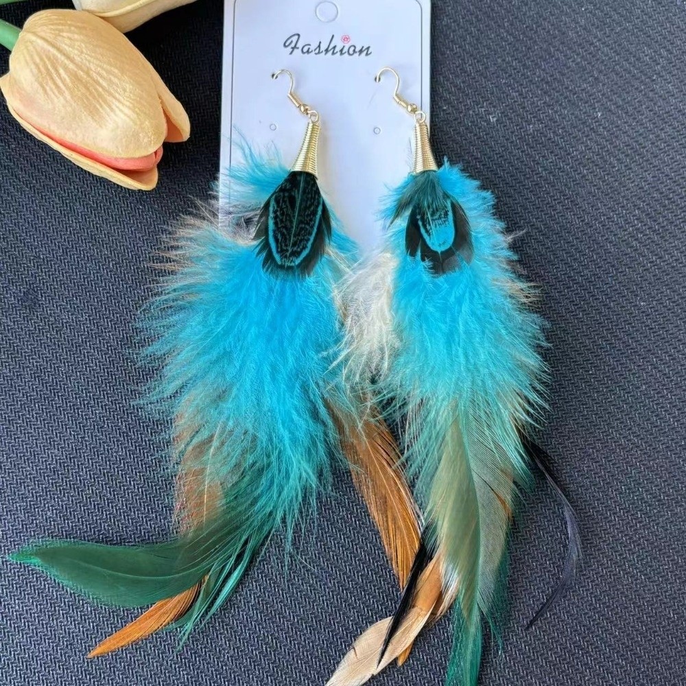 Boho Long Feather Dangle Earri - огляд і ціна Women Fashion Photoshoot