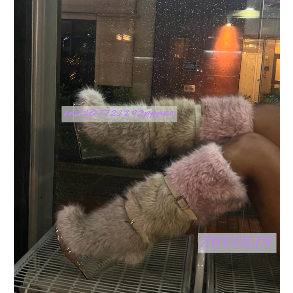 Winter Gradient Furry Transpar - огляд і ціна Women'S Fashion Knee High Boots
