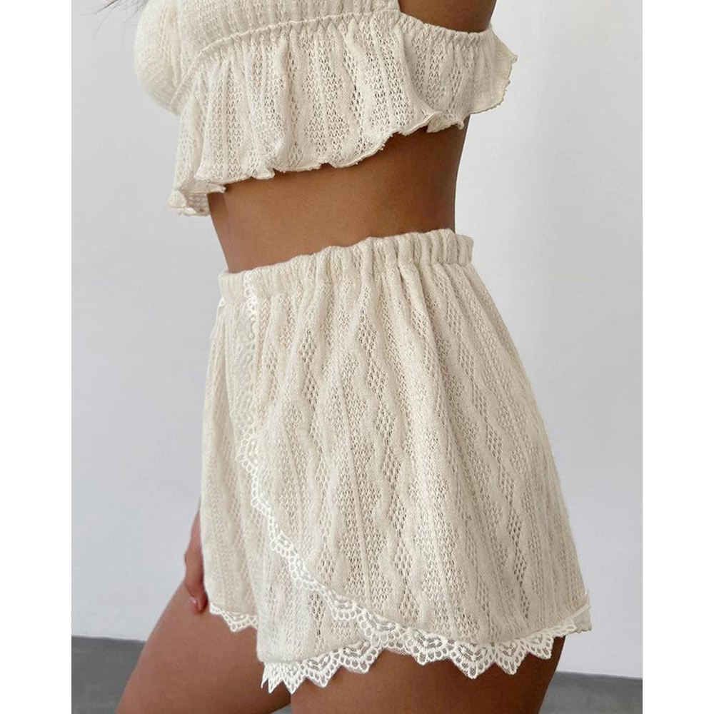 Lace Trim Ruffle Hem Cable Tex - огляд і ціна Lace Trim Cami